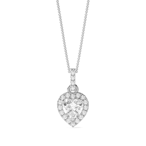 Prong Heart Loop dangling Moissanite Halo Pendant Necklaces