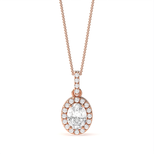 4 Prong Oval Rose Gold Dangling Pendant Necklaces