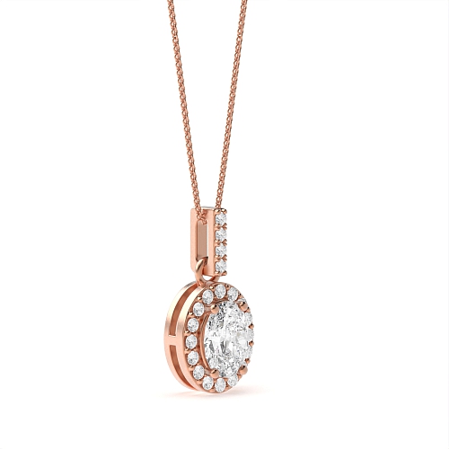 4 Prong Oval Rose Gold Dangling Pendant Necklaces