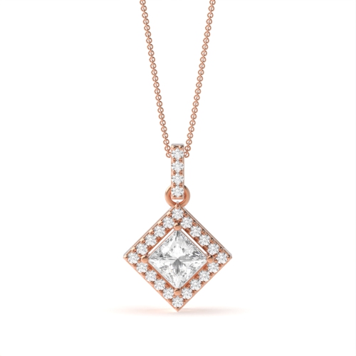 4 Prong Princess Rose Gold Regalstud Pendant Necklaces