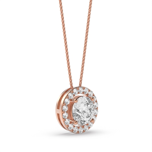 4 Prong Rose Gold Halo Pendant Necklace