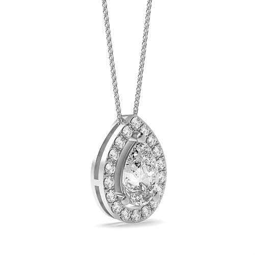 Prong Pear Sliding Pendant Necklaces