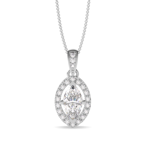 Buy Dangling Halo Marquise Shape Halo Lab Grown Diamond Necklace - Abelini