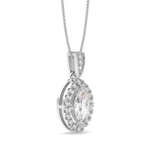 4 Prong Marquise Dangling Moissanite Halo Pendant Necklace