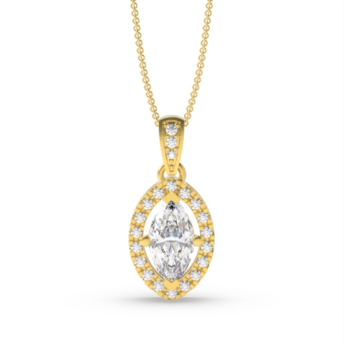 Buy Dangling Halo Marquise Shape Halo Diamond Necklace - Abelini