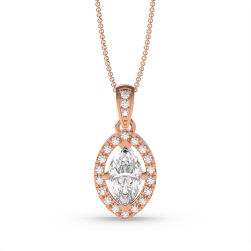 4 Prong Marquise Rose Gold Dangling Pendant Necklaces