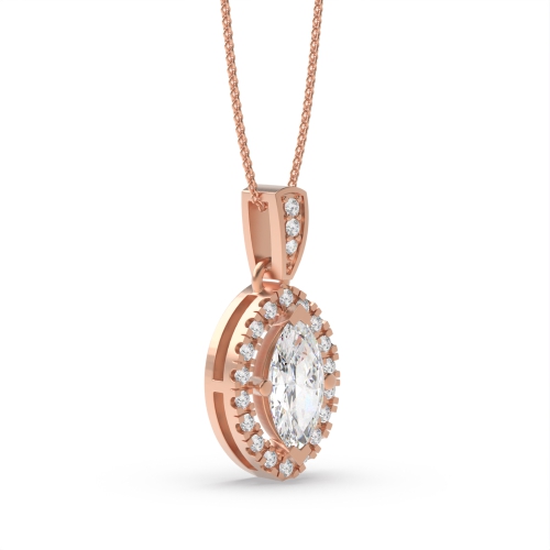 4 Prong Marquise Rose Gold Dangling Pendant Necklaces