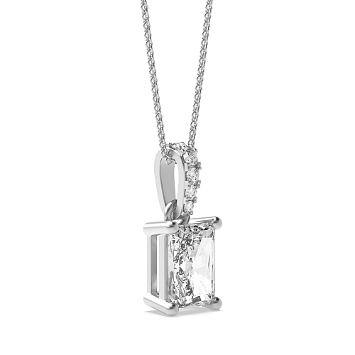 3 carat  4 Prong Radiant Dangling Pendant Necklaces