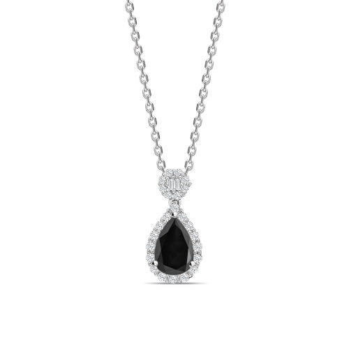 Unique Design Pear Shape Halo Diamond Necklace