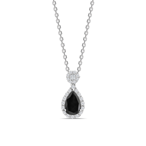 Prong Pear Unique Black Diamond Pendant Necklaces
