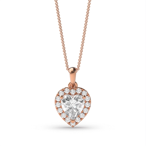 Prong Heart Rose Gold Dangling Pendant Necklaces