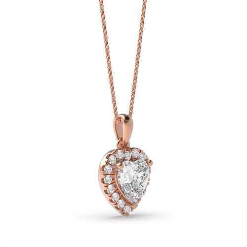 Prong Heart Rose Gold Dangling Pendant Necklaces