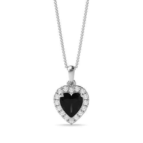 Prong Heart Dangling Black Diamond Pendant Necklaces