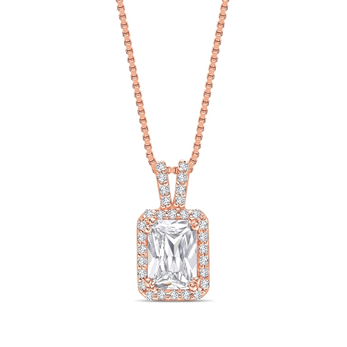 4 Prong Radiant Rose Gold V shaped bale Pendant Necklaces