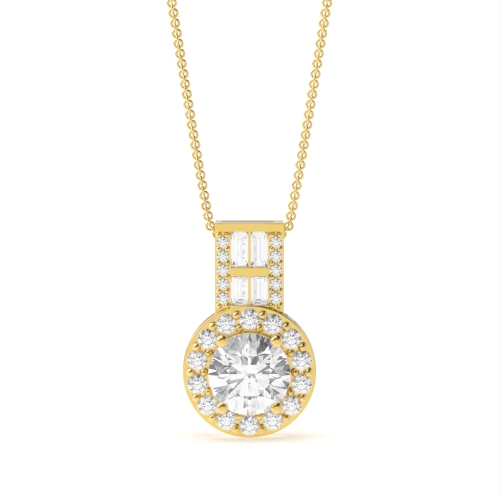 4 Prong Round Yellow Gold Aurora Pendant Necklaces