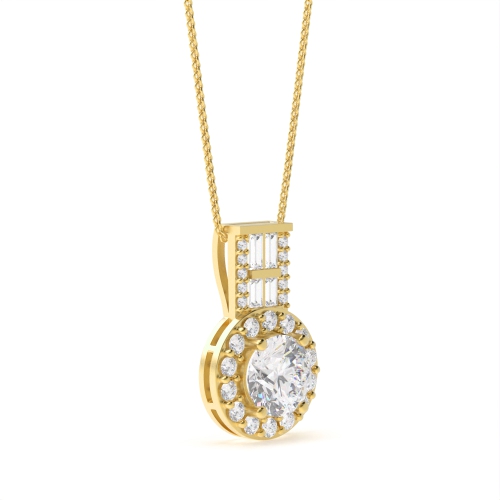 4 Prong Round Yellow Gold Aurora Pendant Necklaces