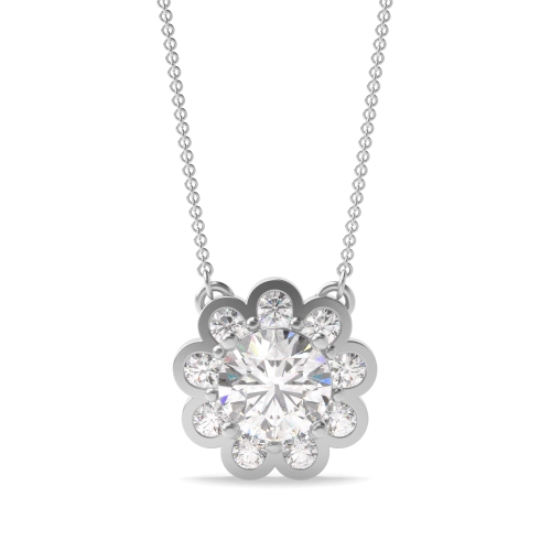 Bezel Set Halo Round Shape Halo Diamond Pendant Necklace