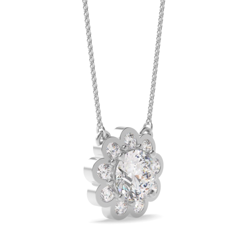 4 Prong Round Solace Moissanite Halo Pendant Necklace