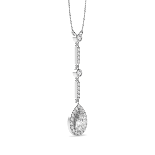 Prong Pear Silentradiance Moissanite Halo Pendant Necklaces