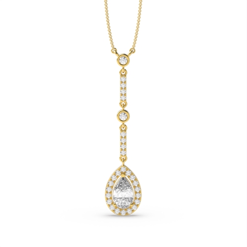 Prong Pear Yellow Gold Silentradiance Halo Pendant Necklaces