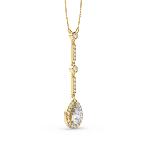 Prong Pear Yellow Gold Silentradiance Halo Pendant Necklaces