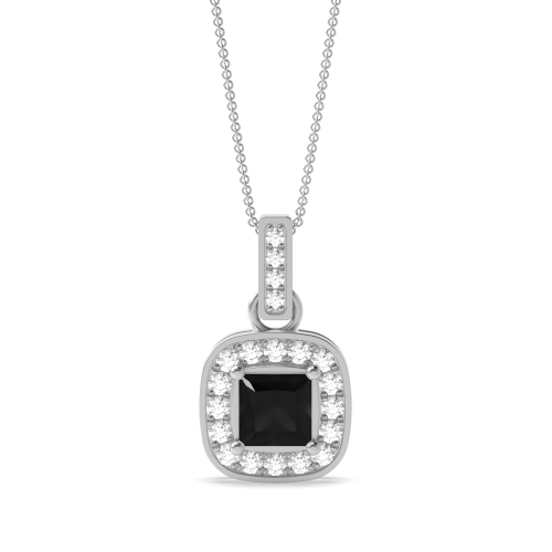 4 Prong Princess Purity Black Diamond Pendant Necklaces