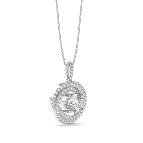 4 Prong Round Swirling Moissanite Halo Pendant Necklace