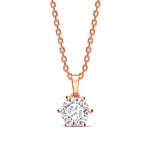 Crown Style Setting Dangling Round Shape Solitaire Diamond Necklace