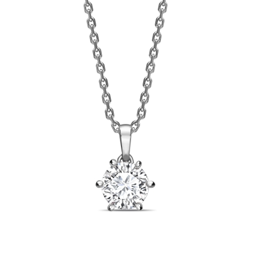 Crown Style Setting Dangling Round Shape Solitaire Diamond Necklace