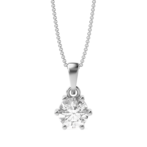 5 carat  6 Prong Round Crown dangling Lab Grown Diamond Pendant Necklaces