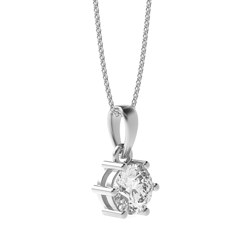 5 carat  6 Prong Round Crown dangling Lab Grown Diamond Pendant Necklaces