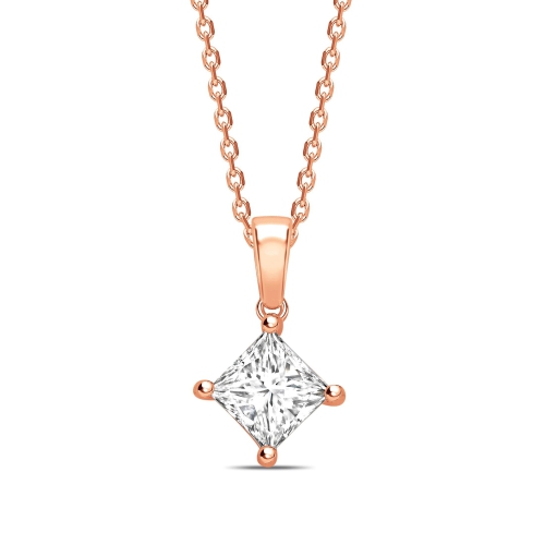 N-W-E-S Dangling Princess Shape Solitaire Diamond Necklace