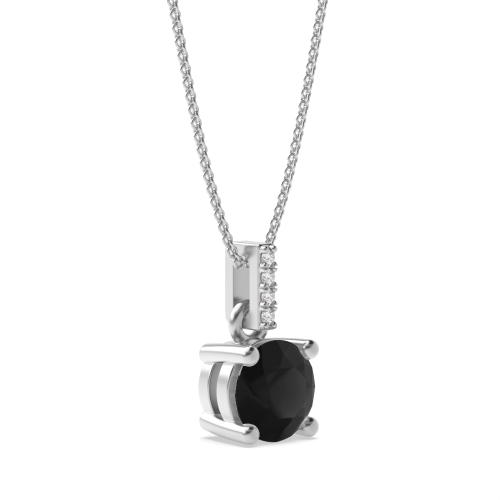 Round Cut Black Diamond Solitaire Pendants Necklace Jewellery