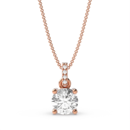 Diamond Set Bale Dangling Round Shape Solitaire Diamond Necklace
