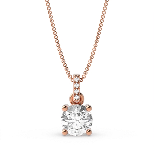 4 Prong Rose Gold Dangling Pendant Necklaces
