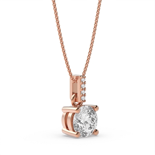 4 Prong Rose Gold Dangling Pendant Necklaces