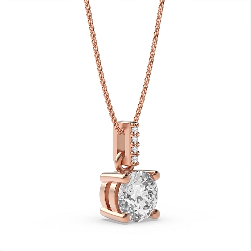 4 Prong Rose Gold Dangling Solitaire Pendant Necklace