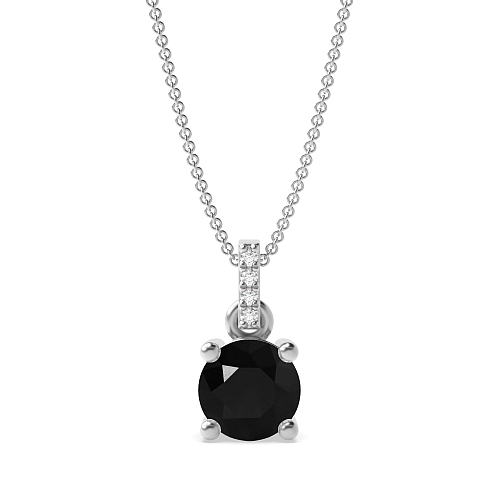 4 Prong Dangling Black Diamond Pendant Necklaces