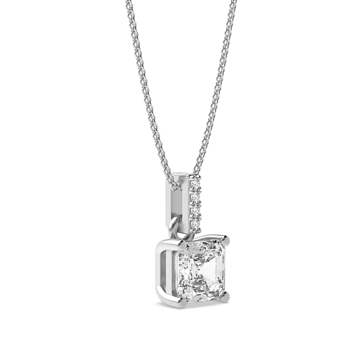 4 Prong Asscher Dangling Solitaire Pendant Necklaces