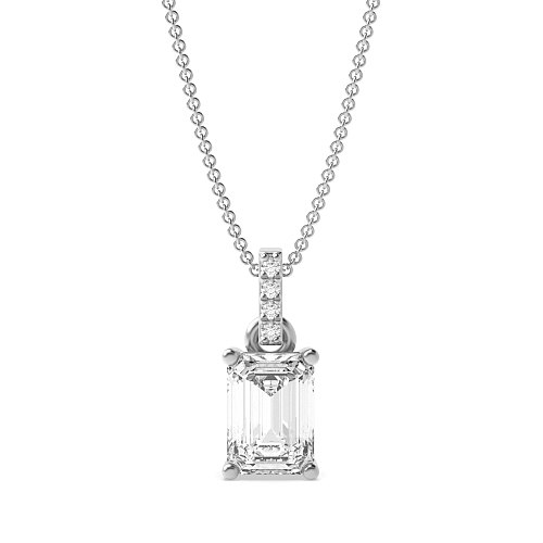 4 Prong Emerald Dangling Pendant Necklaces