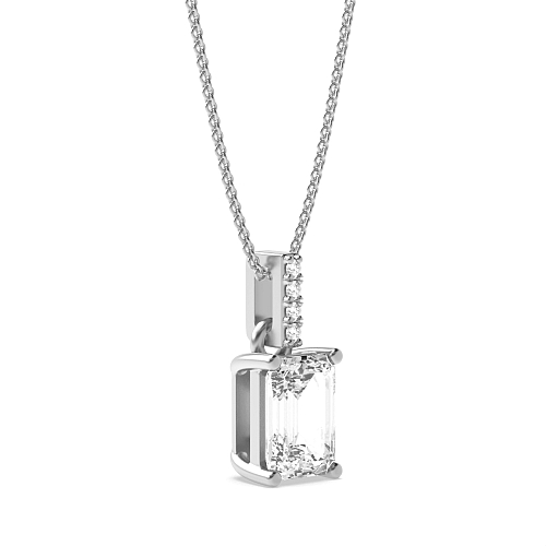4 Prong Emerald Dangling Pendant Necklaces