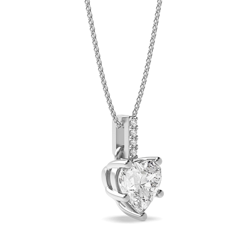 Prong Heart Dangling Pendant Necklaces