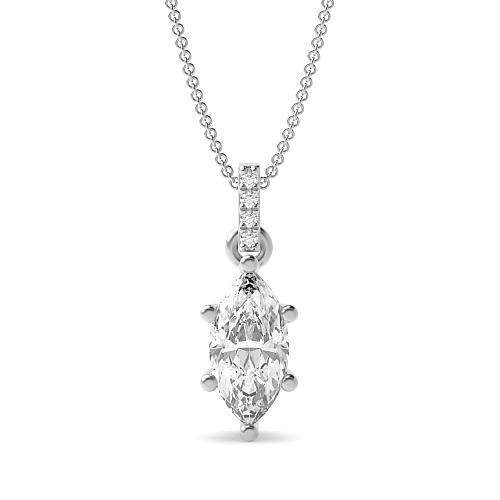 4 Prong Marquise Dangling Pendant Necklaces