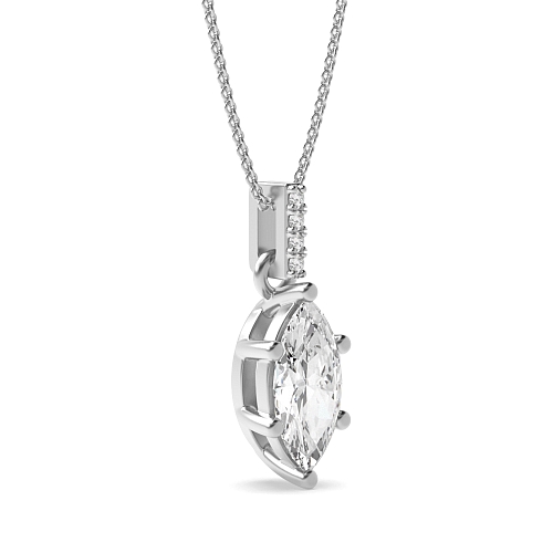 4 Prong Marquise Dangling Pendant Necklaces
