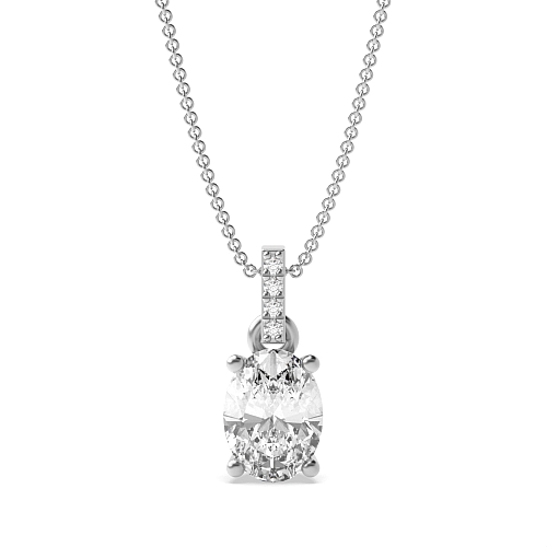 4 Prong Oval Dangling Pendant Necklaces