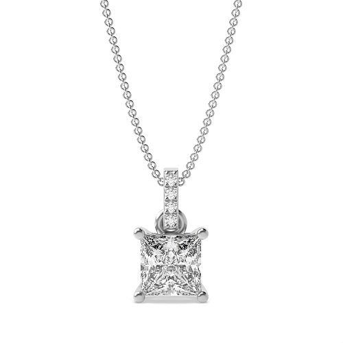 4 Prong Princess Dangling Pendant Necklaces