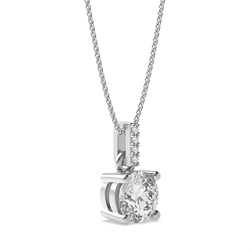 4 Prong Silver Dangling Solitaire Pendant Necklace