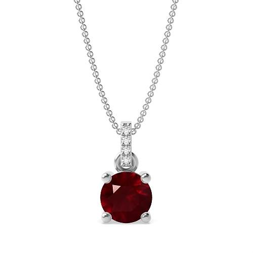 4 Prong Dangling Ruby Pendant Necklaces