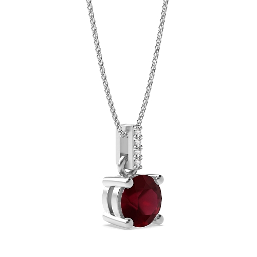4 Prong Dangling Ruby Pendant Necklaces