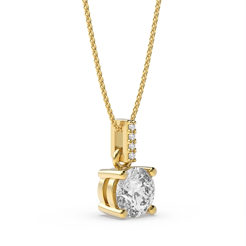 4 Prong Yellow Gold Dangling Pendant Necklaces